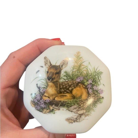 Source Unknown Other - Octagonal Trinket Box with Deer Design